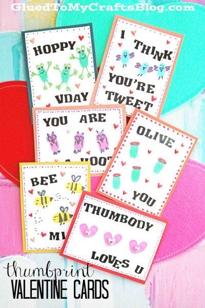 Thumbprint Valentine's Day Cards - Kid Craft Idea Valentine Thumbprint Art, Fingerprint Valentine Art For Kids, February Preschool, Thumbprint Crafts, Preschool Valentine Crafts, School Valentines, Boston Art, Diy Valentines Cards, Valentine's Day Crafts For Kids