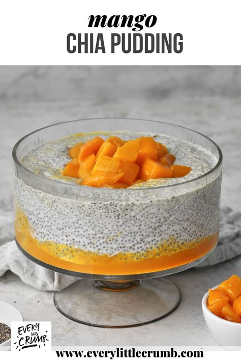 This mango coconut chia pudding is the best chia pudding you'll ever have. It's creamy, refreshing and rich with bright flavor from the mango puree and mango cubes. #mango #chiapudding #coconutmilk #coconutchiapudding #mangococonutchia #healthydesserts #vegandesserts #veganbreakfast #mealprep Best Chia Pudding, Coconut Milk Pudding, Chia Seed Coconut Milk, Mango Chia Pudding, Crumb Recipe, Breakfast Sides, Coconut Chia Pudding, Mango Pudding, Coconut Chia