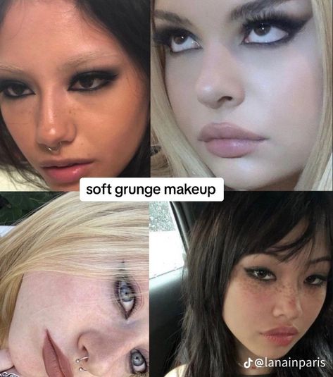 Soft Grunge Makeup 90s, Grunge Makeup Ideas, Soft Grunge Makeup, Types Of Makeup Looks, Ethereal Makeup, Types Of Makeup, Dope Makeup, Edgy Makeup, Cute Makeup Looks