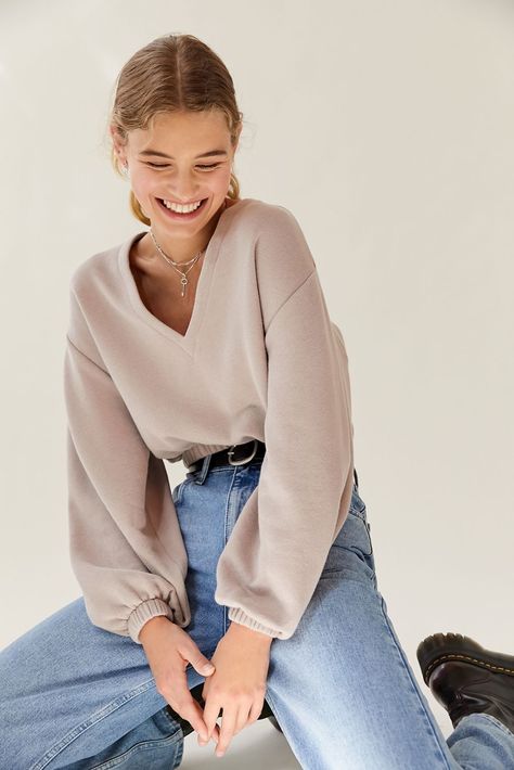 Out From Under Vivian V-Neck Top | Urban Outfitters Urban Outfitters Shop, Buckle Outfits, American Eagle Outfits, Fashionista Clothes, Cozy Pullover, Urban Chic, V Neck Tops, And Sign