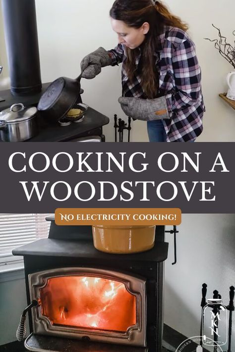 Learning how to cook on a woodstove can come in handy if the power goes out, or if you're wanting to sharpen your off-grid living skills! Come learn my best woodstove cooking tips in this post, and watch the accompanying video where I bake a pie on the woodstove. Learning How To Cook, Emergency Preparedness Food, Wood Stove Cooking, Wood Heater, Living Skills, Fire Food, Homesteading Skills, Homestead Survival, Cast Iron Cooking