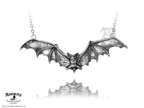 Gothic Symbols, Alchemy Gothic Jewelry, Creature Of The Night, Bat Jewelry, Bat Necklace, Alchemy Gothic, Statement Collar Necklace, Goth Jewelry, Pewter Pendant