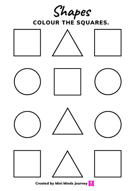 Colour the square shape worksheet for kids toddlers nursery kindergarten jkg lkg moms parents Teachers school activity sheet Nursery Colouring Worksheet, Square Worksheet Kindergarten, Square Shape Worksheets For Preschool, Colours Worksheet For Kindergarten, Maths Worksheet For Nursery Kids, Square Worksheets Preschool, Square Activities For Preschool, Worksheet For Nursery Kids, Square Activities