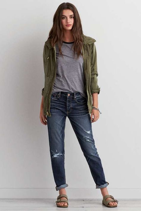 Tomgirl Jean - Buy One Get One 50% Off + Free Shipping Tomgirl Outfits, Tom Girl, Ideas Closet, Tomgirl Jeans, Jean Jacket Outfits, Girl Jeans, Olive Green Jacket, Outfit Jeans, Cooler Look