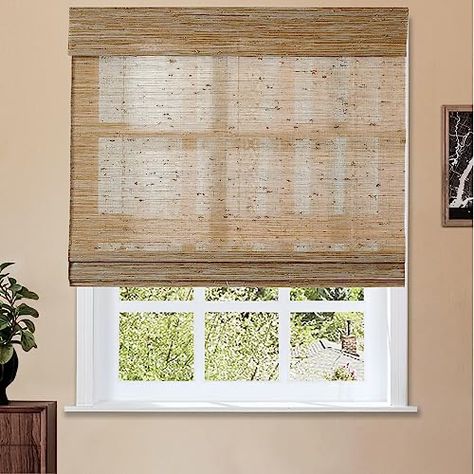 Roman Shades For Doors, Woven Roman Shades, Indoor Windows, Light Filtering Window Treatments, Light Filtering Blinds, Windows Treatments, House Martin, Bamboo Roman Shades, Cordless Roman Shades