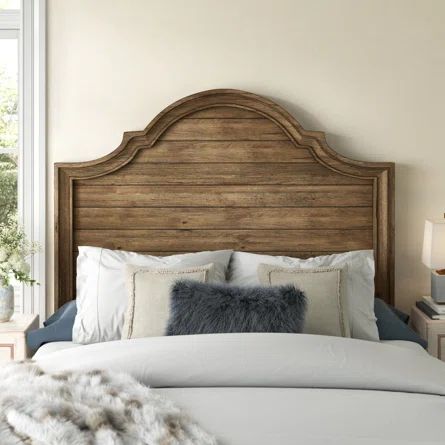 Kelly Clarkson Home Lana Solid Wood Panel Headboard | Wayfair Country Headboard, Solid Wood Headboard, Wood Panel Headboard, Rustic Wood Headboard, Headboard Wood, Arched Headboard, French Country Home, Kelly Clarkson Home, King Size Headboard