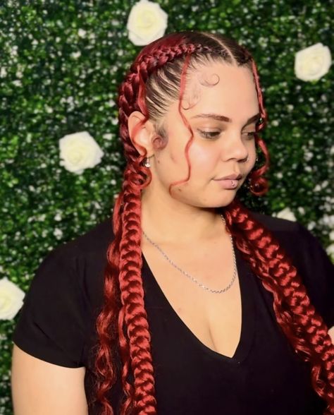 Red Dutch Braids, Two Cornrow Braids, Dutch Braids, Cornrows Braids, Dutch Braid, French Braid, Red Hair, Braids, Hair