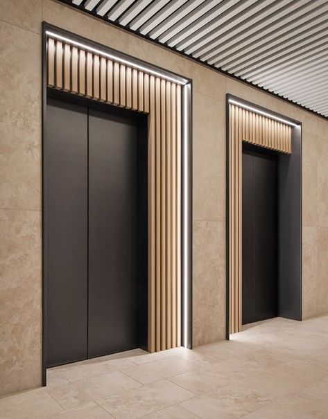 180 N LaSalle — OKW Architects Lobby Design Residential, Lift Lobby Design, Elevator Lobby Design, Residential Lobby, Elevator Interior, Elevator Lobby, Lobby Interior Design, Elevator Design, Building Entrance