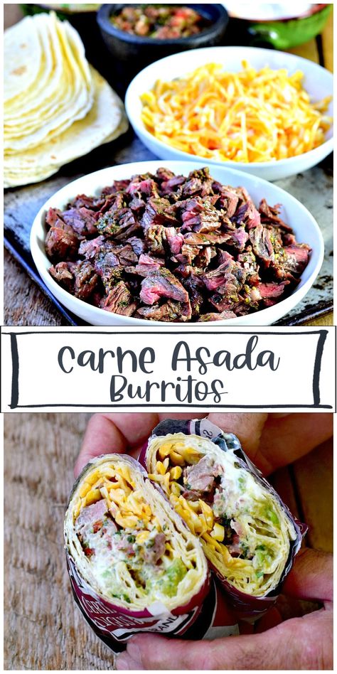 Carne Asada Recipes Dutch Oven, Best Steak Burrito Recipe, Steak For Burritos, Steak Burrito Marinade, Grilled Steak Burritos, Mexican Beef Burrito Recipes, Steak Fajita Burrito Recipe, Burrito Recipe Steak, Flank Steak Burritos