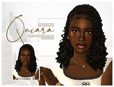 Quiara Hair Sims4 Jewelry Cc, Sims 4 Curly Hair, Sims 4 Female Cc, Ts4 Hair, Sims 4 Black Hair, Sims 4 Cc Hair, Sims 4 Cc And Mods, Tumblr Sims 4, Sims 4 Characters