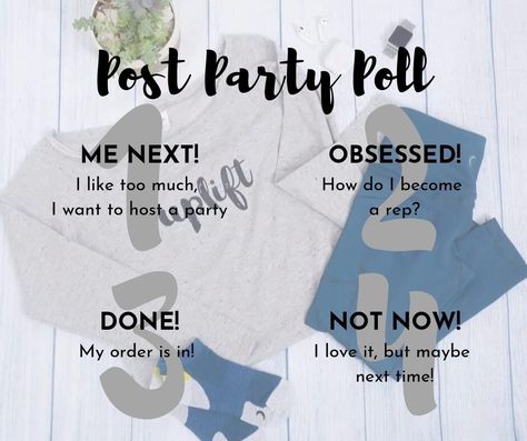 Post Party Poll Zyia Party Posts, Zyia Graphics, Host Ideas, Party Boards, Zyia Activewear, Online Party Games, Social Media Party, Party Quotes, Interactive Posts