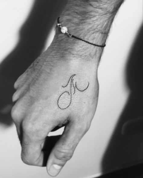 Initial Tattoo Men, Letter Hand Tattoo, M Letter Tattoo, M Tattoo Letter, Letter M Tattoo, Letter M Tattoos, M Tattoo, Letter Tattoo, M Tattoos