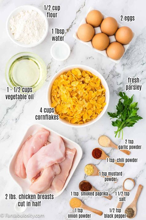 This easy cornflake chicken recipe uses corn flakes and is cooked on the stove! Such a delicious dinner recipe. Chicken Cornflakes Recipes, Chicken Corn Flakes Recipes, Cornflakes Chicken, Corn Flakes Chicken, Air Fryer Cornflake Chicken, Corn Flake Recipes, Recipes Using Corn Flakes, Corn Flake Chicken, Frosted Flakes Chicken