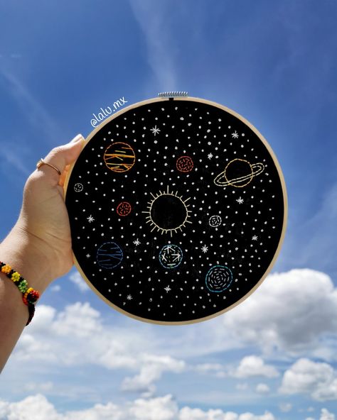 Embroidery Planets Simple, Galaxy Embroidery Pattern, Embroidery Universe, Embroidered Planets, Embroidery Galaxy, Universe Embroidery, Galaxy Embroidery, Embroidery Tshirt, Astrology Art