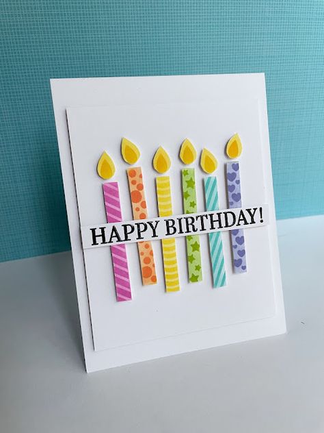 Candle Dies, Birthday Candle Card, Birthday Card Craft, Simple Birthday Cards, Homemade Birthday Cards, Candle Cards, Scrap Ideas, Bday Cards, Card Crafting