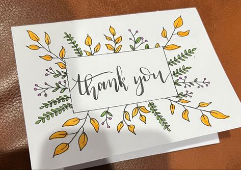 Aesthetic Thank You Cards Diy, Thank You Notes Handmade, Thank You Card Hand Drawn, Thank You Cards Design Ideas, Cute Hand Drawn Cards, Hand Drawn Thank You Cards, Hand Drawn Cards Ideas, Thank You Lettering, Thank You Drawings Ideas