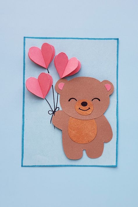 Teddy Bear Valentine's Day Card Craft for Kids - Frugal Mom Eh! Birthday Craft Ideas For Best Friend, How To Make Teddy Bear With Paper, Teddy Gift Ideas, Making Teddy Bears, Teddy Bear Craft Ideas, Teddy Bear Paper Craft, Teddy Day Card, Wishing Card Design, Kids Birthday Cards Handmade