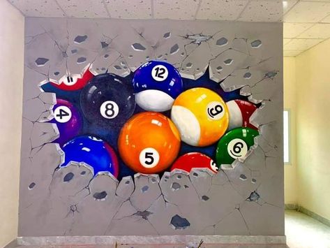 Pool Ball Painting, Pool Room Ideas, Billiards Room Decor, Pool Table Design, Pool Table Games, Snooker Room, Abstract Painting Acrylic Modern, Pool Table Room, Game Room Kids