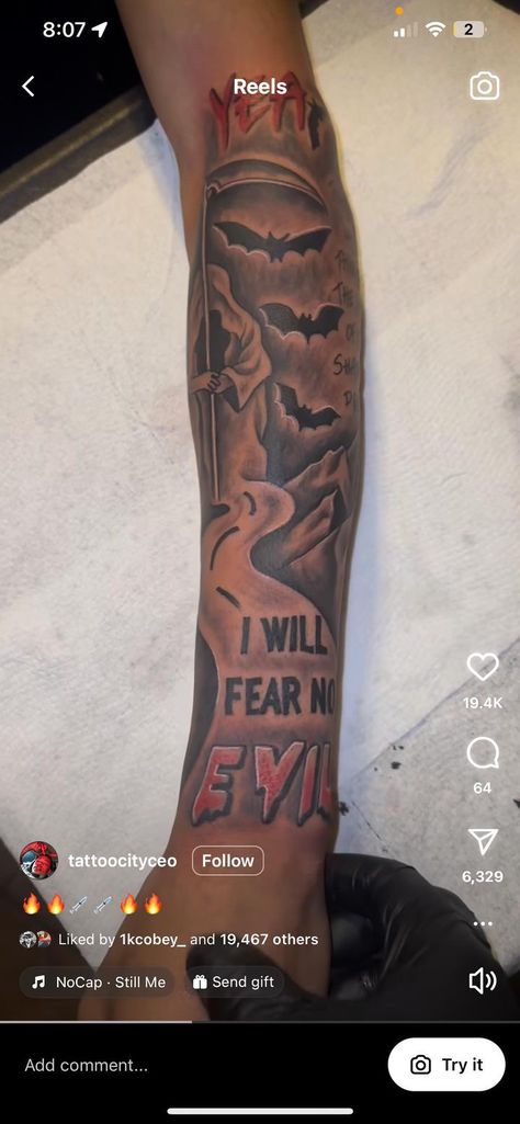 $50 Tattoos For Men, Rare Sleeve Tattoos Men, Inner Arm Sleeve Tattoo Men, Left Sleeve Tattoo Men, Tattoo Ideas For Men Red Ink, Fear God Leg Tattoo, Medium Arm Tattoo Men, Fore Arm Tattoo Men Half Sleeves Design, Tattoo For Inner Arm