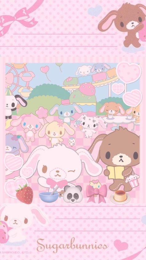 Sugar Bunnies Wallpaper, Sugarbunnies Wallpapers, Kawaii Sanrio Wallpaper, Kawaii Ipad Wallpaper, Kawaii Core Wallpaper, Cutegore Wallpaper, Candy Themed Bedroom, Cutecore Wallpaper, Sugar Bunnies