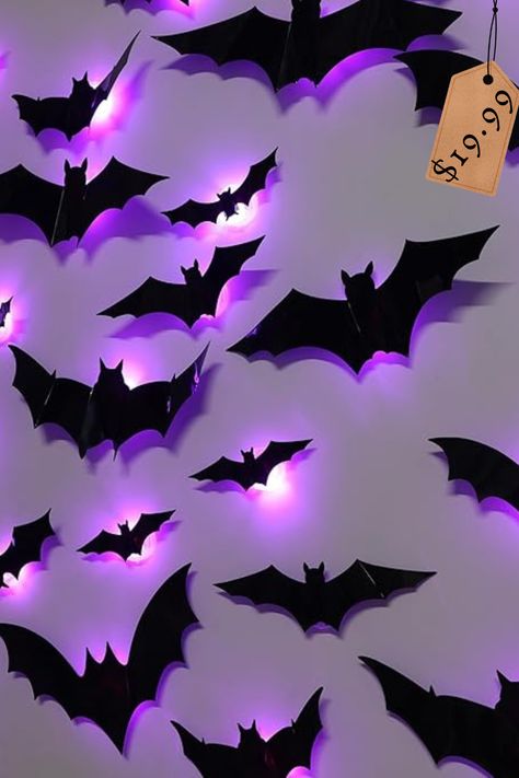 #HalloweenDecor #BatWallStickers #PartyDecorations #SpookyHomeDecor #IndoorOutdoorDecor #HauntedHouse #HalloweenParty #WindowDecor #BatTheme #LEDLights Indoor Halloween Party, Haunted House Party Decorations, Halloween Ambiance, Bat Sticker, Halloween Led Lights, House Party Decorations, Bat Decorations, Spider Web Decoration, Halloween Bat Decorations