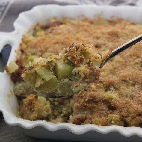 Mirliton Stuffing Mirliton Casserole, Mirliton Recipe, New Orleans Cooking, Keto Mug Bread, Kitchen Aid Recipes, New Orleans Recipes, Creole Cooking, Sage Sausage, Louisiana Recipes