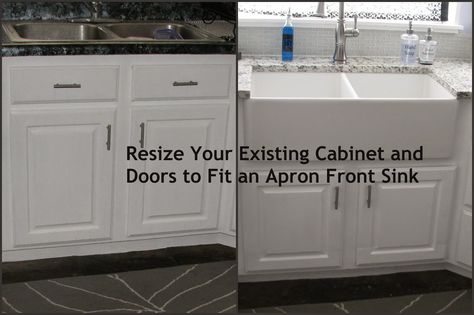 My So-Called DIY Blog: Resize Your Existing Cabinet and Doors to Fit an Apron Front Sink Cabinet Door Makeover, Farmhouse Interior Doors, Kitchen Sink Diy, Farmhouse Sink Installation, Apron Front Kitchen Sink, Apron Front Sink, Apron Sink, Cabinet Remodel, An Apron