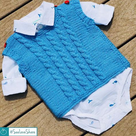 Diy Crochet Sweater, Vest Knitting Pattern, Vest Pattern Free, Cable Knit Sweater Vest, Baby Boy Knitting Patterns, Crochet Baby Sweater, Baby Sweater Patterns, Knit Vest Pattern, Baby Boy Knitting