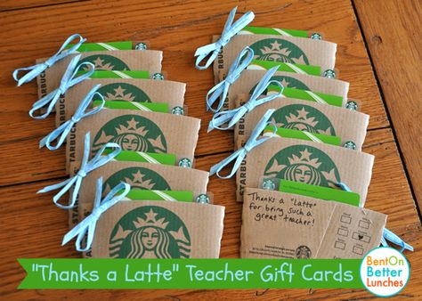 Thanks a Latte teacher gift card holders . These were fun & simple to make! Could do a sprig of holly & red ribbon for Christmas Ways To Give Gift Cards, Unique Gift Card Holder, Gift Card Presentation, Gift Card Holder Diy, Teachers Appreciation, Teacher Gift Card, Cars Ideas, Unique Gift Cards, Thanks A Latte