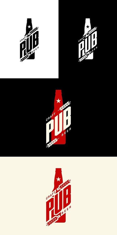 Modern craft beer drink vector isolated logo sign for bar, pub or brewery. Premium quality bottle logotype tee print badge illustration. Brewing fest fashion t-shirt emblem design. **100% VECTOR** **ZIP files Includes**: AI CS+, EPS10 #freepik #p... Pub Logo Design Ideas, Bar Logo Design Ideas, Pub Logo Design, Brewery Logo Design, Bar Logo Design, Logo Drink, Craft Beer Logo, Beer Logo Design, Beer Graphic Design