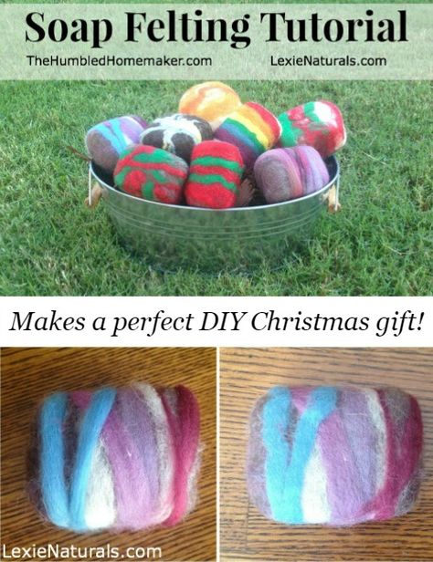 Learn how to make handmade felted soap with this easy DIY tutorial! Felted soap makes a great Christmas present and is fun to use in the bath or shower! Felted Soap Tutorial, Felt Soap, Savon Diy, Felted Soap, Soap Tutorial, Wet Felting Projects, Wool Felting, Nuno Felt, Making Soap