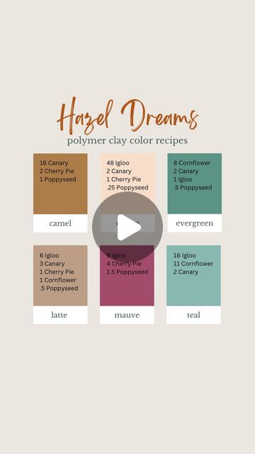 Polymer Clay Color Combinations, Sculpey Souffle Color Recipes Free, Clay Color Recipe Free, Polymer Clay Color Mixing Recipes Free, Sculpey Souffle Color Recipes, Fall Clay Color Recipes, Free Polymer Clay Color Recipes, Premo Color Recipes, Free Clay Color Recipes