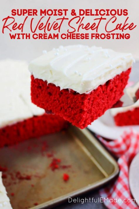 Red Velvet Sheet Cake Recipe, Big Red Cake, Easy Red Velvet Cake Recipe, Red Velvet Sheet Cake, Red Velvet Cake Recipe Easy, Homemade Red Velvet Cake, Easy Red Velvet Cake, Cake Cream Cheese Frosting, Velvet Recipes