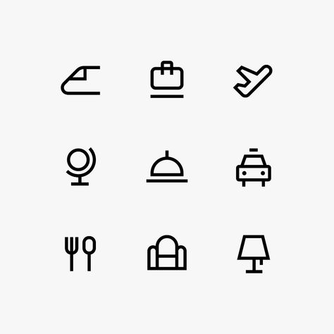 Works / 2016 | Pictogram: Minimal  Pixel perfect on Behance Minimal Icon Design, Minimal Icon, Hotel Icon, Pictogram Design, Work Icon, Poster Mockup Psd, Graphic Design Assets, Icon Design Inspiration, Minimalist Icons