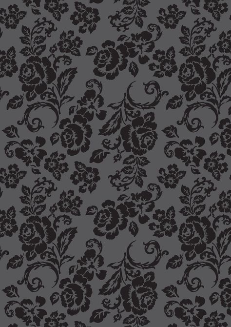 Black and floral wallpaper. Grey Flower Wallpaper, Black And Grey Wallpaper, Grey Floral Wallpaper, Doll Backgrounds, Black And Grey Rose, Scrapbook Patterns, Gothic Pattern, Gothic Wallpaper, Scrapbook Background