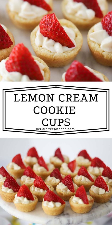 Lemon Bar Cookies, Cream Pie Filling, Sugar Cookie Cups, Lemon Cream Pies, Bite Size Cookies, Cream Cheese Cookies, Cookie Cups, Sugar Cookie Dough, Lemon Cream