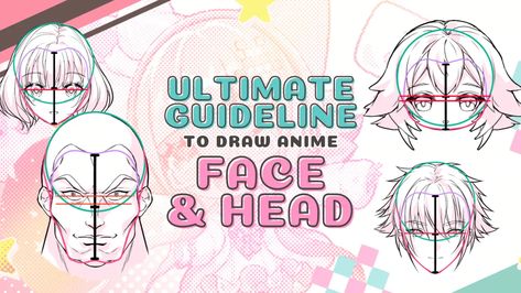 Craft perfection in anime head and face drawing! Explore anime face guidelines and tricks to draw anime head and face. Anime Face Guidelines, Head And Face Drawing, Face Guidelines, Draw Anime Head, Anime Head Shapes, Draw Anime Face, Anime Heads, Anime References, Face Mapping