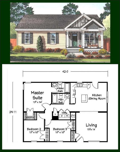 Small Home Plans 3 Bed 2 Bath, Cottage Style Floor Plans, Closed Floor Plan Layout, Designer Homes, Sims 4 House Plans, A Small House, Small House Floor Plans, Sims House Plans, Tiny House Floor Plans