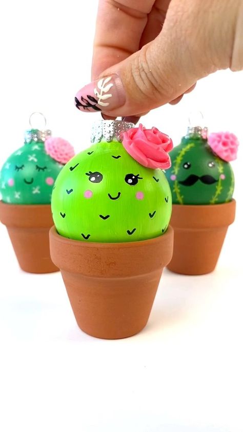 197K views · 948 reactions | Cactus ornaments! | Color Made Happy | Color Made Happy · Original audio Cactus Ornaments, Stocking Stuffers Ideas, Craft For Christmas, Ornament Craft, Fun Christmas Crafts, Christmas Kids, Holiday Crafts Christmas, Christmas Ornament Crafts, Christmas Decor Ideas