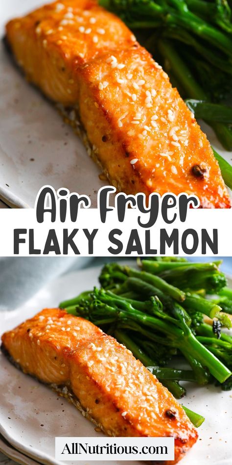 Looking for air fryer recipes to make cooking a breeze? This simple and healthy meal idea is perfect for two, combining all the benefits of salmon with the convenience of your air fryer. Satisfy your taste buds and nourish your body with this quick easy recipe! Enjoy this delicious family dinner. Ninja Foodi Air Fryer Recipes Healthy, Low Cal Salmon Dinner, Healthy Dinner Recipes That Taste Good, Air Fryer Diet Meals, Macro Air Fryer Recipes, Healthy Dinner Recipes Weight Watchers, Healthy Dinner Air Fryer Recipes, Fish Dinners Healthy, Quick Salmon Dinner