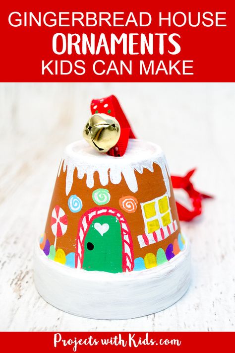 The Sweetest Gingerbread House Ornaments Kids Can Make Mini Terra Cotta Pots, Gingerbread House Ornaments, Gingerbread House Ornament, Ornaments Ideas, Terra Cotta Pots, Christmas Crafts To Sell, Christmas Crafts For Toddlers, Christmas Gifts To Make, Christmas Crafts For Adults