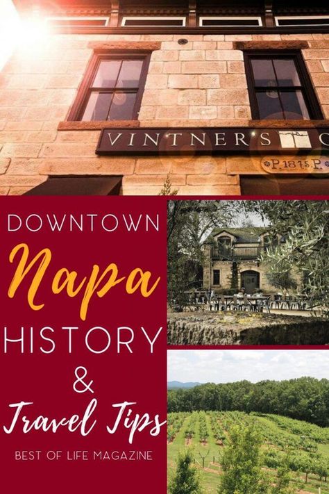 When traveling to Downtown Napa, you more than just wine tastings and the beauty of Napa when you learn Napa history throughout your stay. Things to do In Napa | Napa Travel Tips | Luxury Travel #napa #travel Things To Do In Napa, Types Of White Wine, Downtown Napa, Napa Trip, Different Types Of Wine, Vacation Usa, Types Of Wine, Wine Travel, Usa Travel Destinations