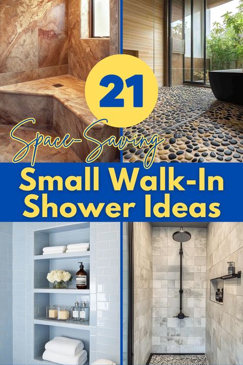 Discover creative ways to transform your small bathroom with these 21 Small Walk-In Shower Ideas. From smart storage solutions to stylish design elements, make the most out of your compact shower space. #SmallBathroomDesign #WalkInShowerIdeas #BathroomRenovation #SpaceSavingSolutions #BathroomInspiration Shower With No Walls, Small Bathroom Walking Shower Ideas, Small Walk In Shower Designs, Small Bathroom Ideas With Shower Walk In, Small Standing Shower Ideas, Doorless Showers Walk In Small Bathrooms, Tiny Shower Ideas, Diy Walk In Shower On A Budget, Walk In Shower Small Bathroom