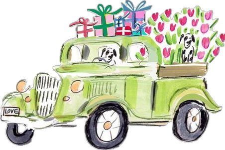 Beth Briggs, Vintage Car Decor, Chic Illustration, Green Truck, Vintage Clip Art, Flower Truck, Vintage Printable, Images Vintage, Clip Art Vintage