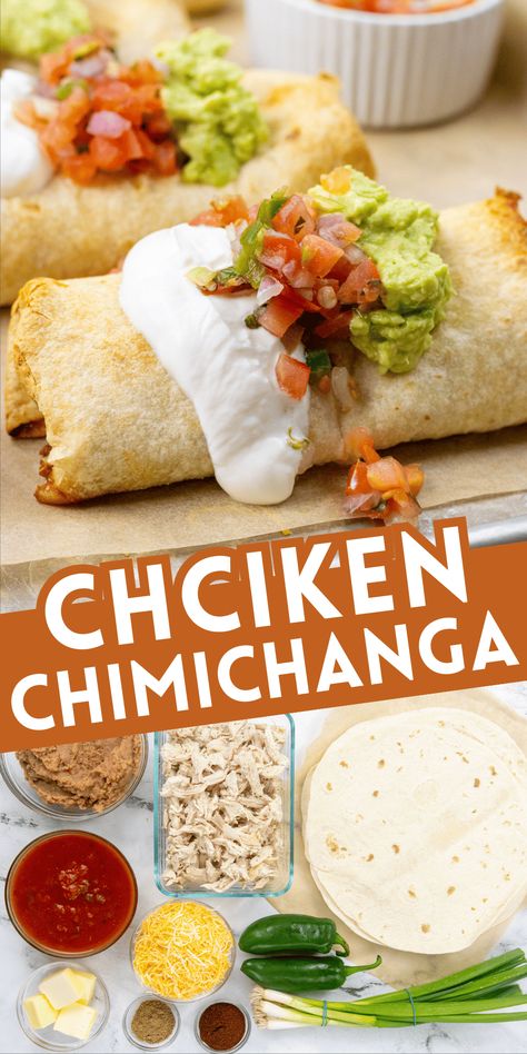 Baked Chicken Chimichanga Recipe - Megan vs Kitchen Healthy Chimichanga Recipe, Chi-chi's Baked Chicken Chimichangas, Wegovy Meals, Chicken Breast Recipes Mexican, Chicken Chimichanga Recipe, Baked Chicken Chimichangas, Student Meals, Mexican Recipies, Chicken Chimichanga