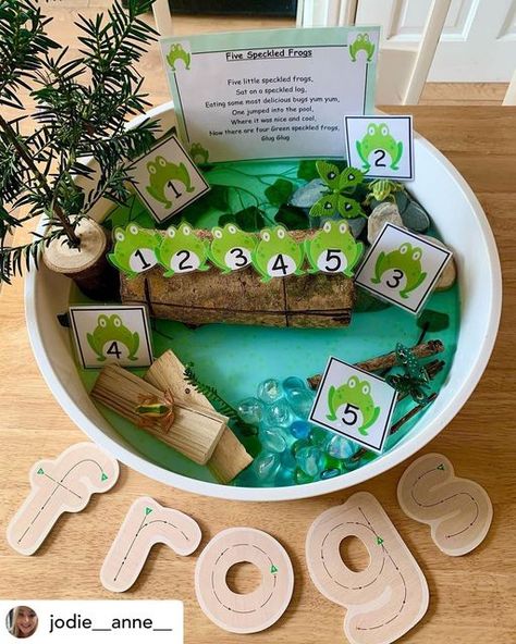 Frog Life Cycle Eyfs Activities, Nursery Rhyme Classroom Theme, Frog Tuff Tray, Nursery Rhymes Eyfs, Eyfs Nursery Rhymes Activities, Nursery Rhyme Activities For Toddlers, Oi Frog Activities Eyfs, 5 Little Speckled Frogs Activities, Nursery Rhyme Week