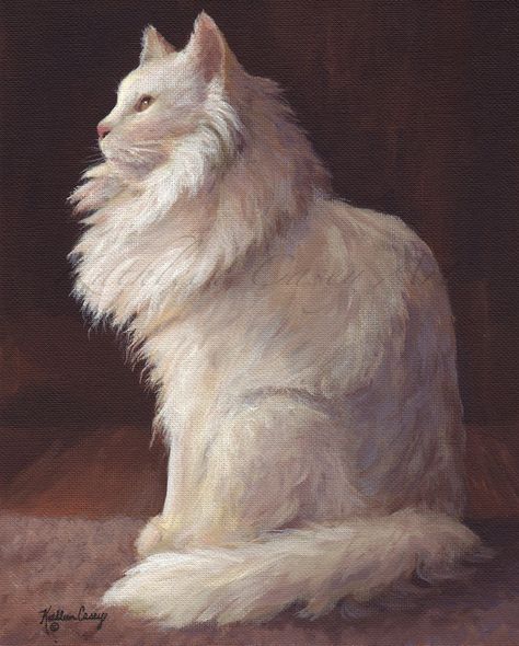 Cat Acrylic Painting, Cat Portrait Painting, Cat Acrylic, Animal Portraits Art, Warrior Cats Art, Cat Artwork, White Cats, Cat Portraits, Cat Painting