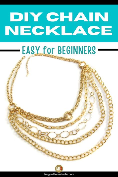 Looking for an EASY jewellery-making project that rocks? This tutorial shows you how to make a bold, multi-layered chain necklace that shouts "Look at Me". And the only technique you need to know is how to open and close jump rings. How easy is that?!! There's even a link to a tutorial so that you can learn the correct way to open jump rings, so it's good for beginners too! Jewellery Project, Making Jewelry For Beginners, Diy Chain, Chain Nose Pliers, Easy Jewelry, Layered Chain Necklace, Layered Chain, Jewelry Making Project, How To Make Necklaces