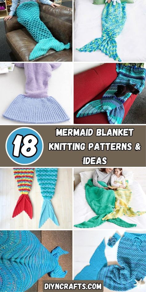 18 Mermaid Blanket Knitting Patterns & Ideas Mermaid Tail Knitting Pattern Free, Knit Mermaid Tail Pattern Free, Mermaid Knitting Pattern, Mermaid Knitting Pattern Free, Diy Mermaid Blanket, Knitted Mermaid Tail Pattern, Mermaid Blanket Pattern, Handmade Gifts For Kids, Mermaid Tail Blanket Pattern