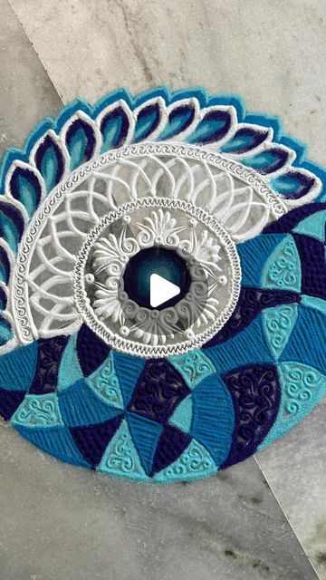 Blue Rangoli Designs, Rangoli Design Ideas For Diwali, Easy Mandala Rangoli, Rangoli Mandala Designs, Indian Rangoli Designs Festivals, Rangoli Designs Mandala, Blue Rangoli, Mandala Rangoli Designs, Easy Rangoli Ideas